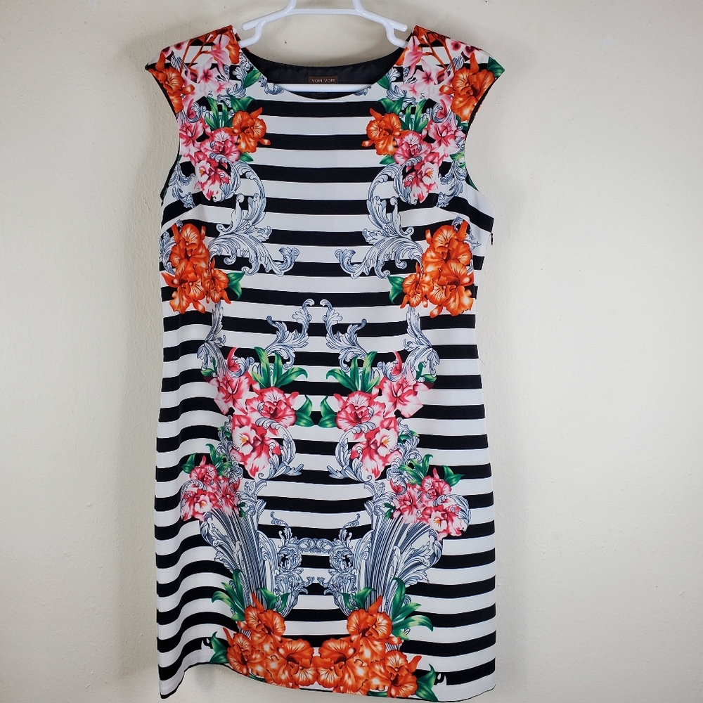 Voir Voir Sleeveless Sheath Dress Women’s Size 16 Floral Side Zipper
